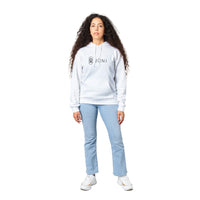 femme qui porte un Sweat à capuche JŮNI Femme Poissons blanc