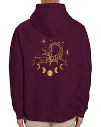 mannequin de dos portant un Sweat à capuche Golden Stars Scorpion bordeaux