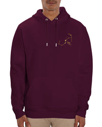 mannequin portant un Sweat à capuche Golden Stars Scorpion bordeaux